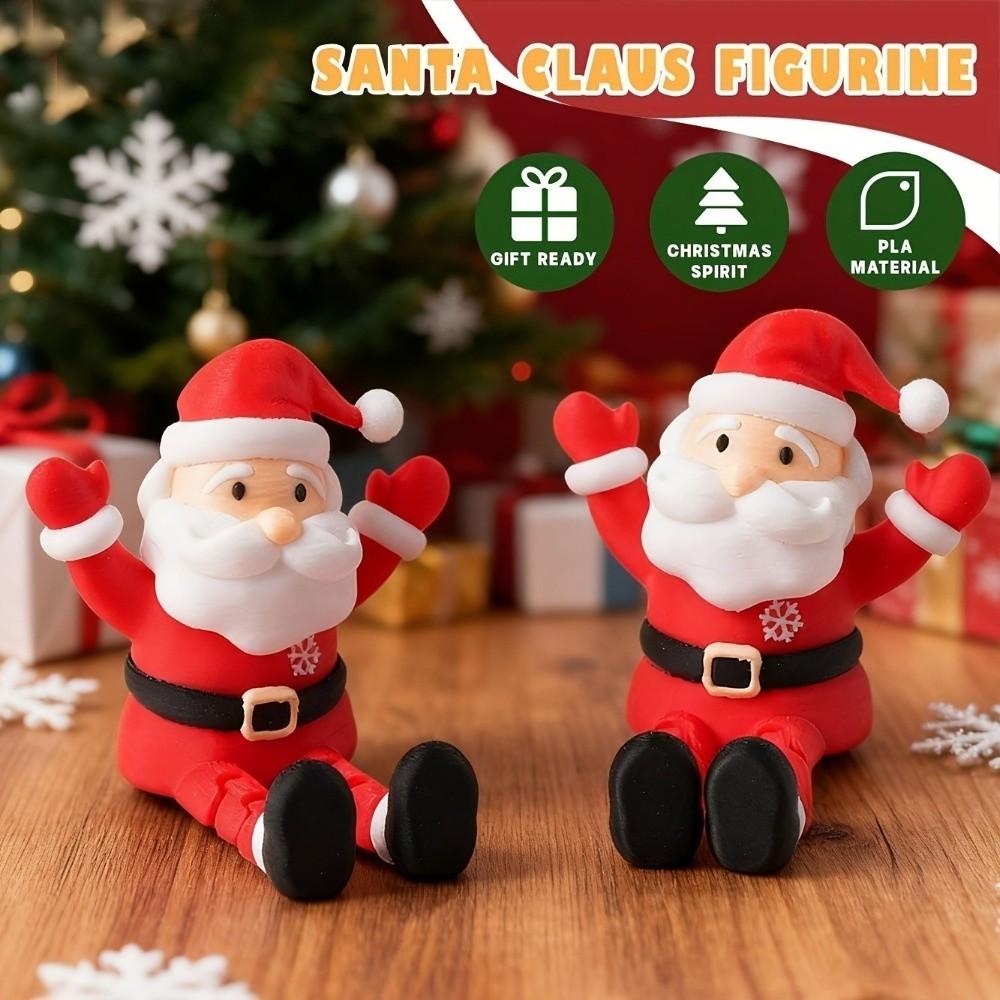 Articulated Movable Movable Santa Claus Figurine 3D Printed Mini Santa Claus Ornament  Home Decor
