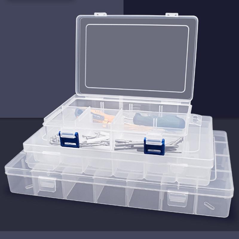 15/28/36 Grids Clear Organizer Box with Adjustable Dividers Compartment Organizer Clear Storage Container for Bead