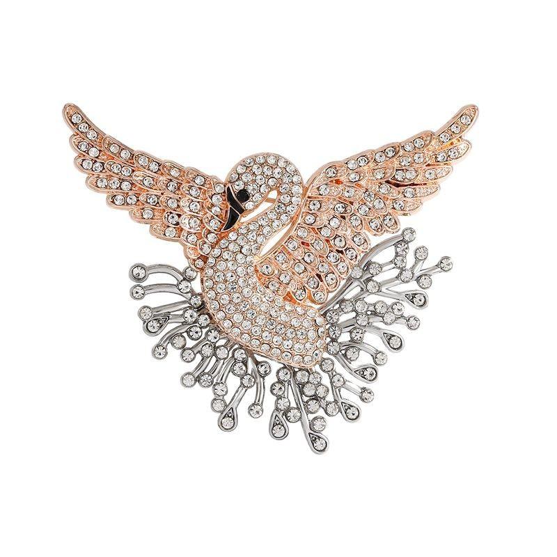 Элегантная брошь-булавка «Ласточкин хвост» Лебедь для женщин, высококачественный модный аксессуар с инкрустацией бриллиантами для вечеринок и платьев