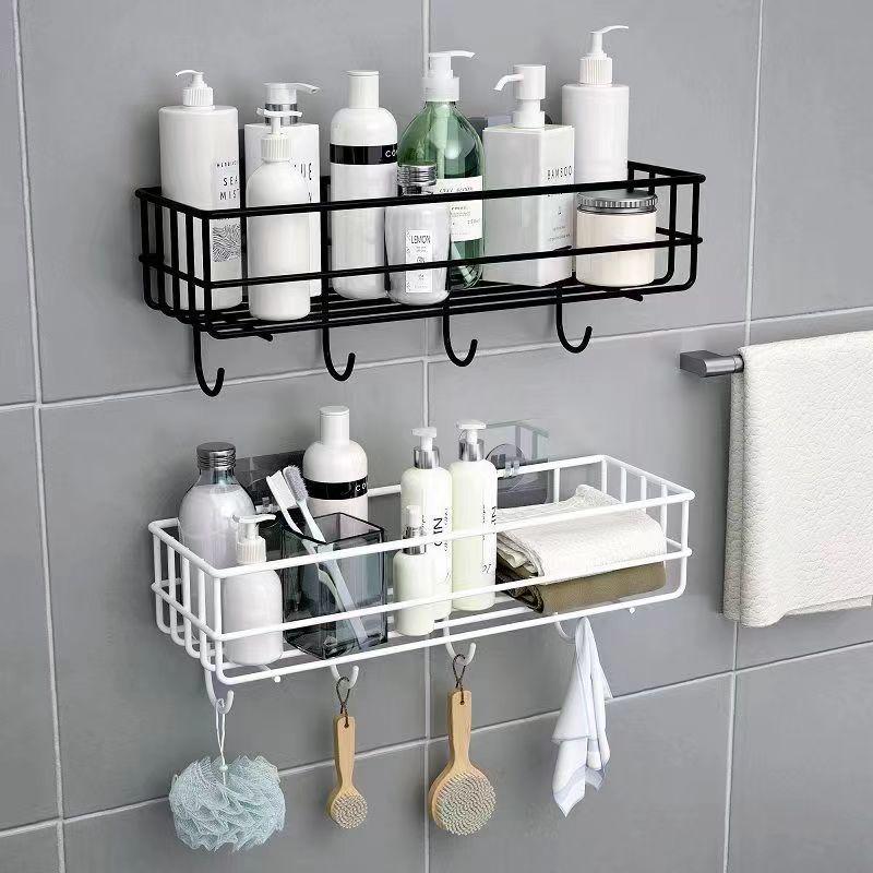 Wall-Mounted Bathroom & Kitchen Storage Rack - No-Punch Installation for Shower Gel.