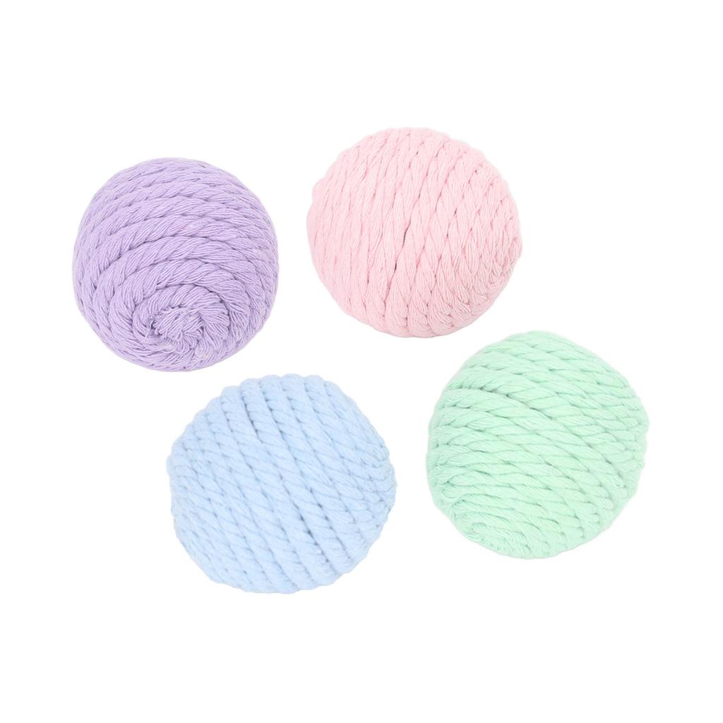 4Pcs Cat Cotton Rope Balls with Rustling Stone Boredom Relief Interactive Woven Cat Ball Toys for