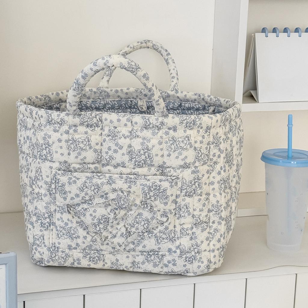 Boho Foldable Floral Organizer Bin Large Capacity Collapsible Laundry Nursery Hamper with Handles for Clothes and Sundries