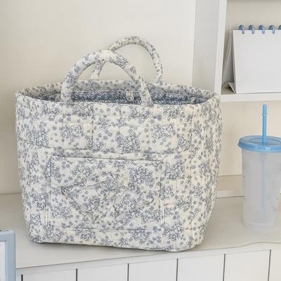 Boho Foldable Floral Organizer Bin Large Capacity Collapsible Laundry Nursery Hamper with Handles for Clothes and Sundries