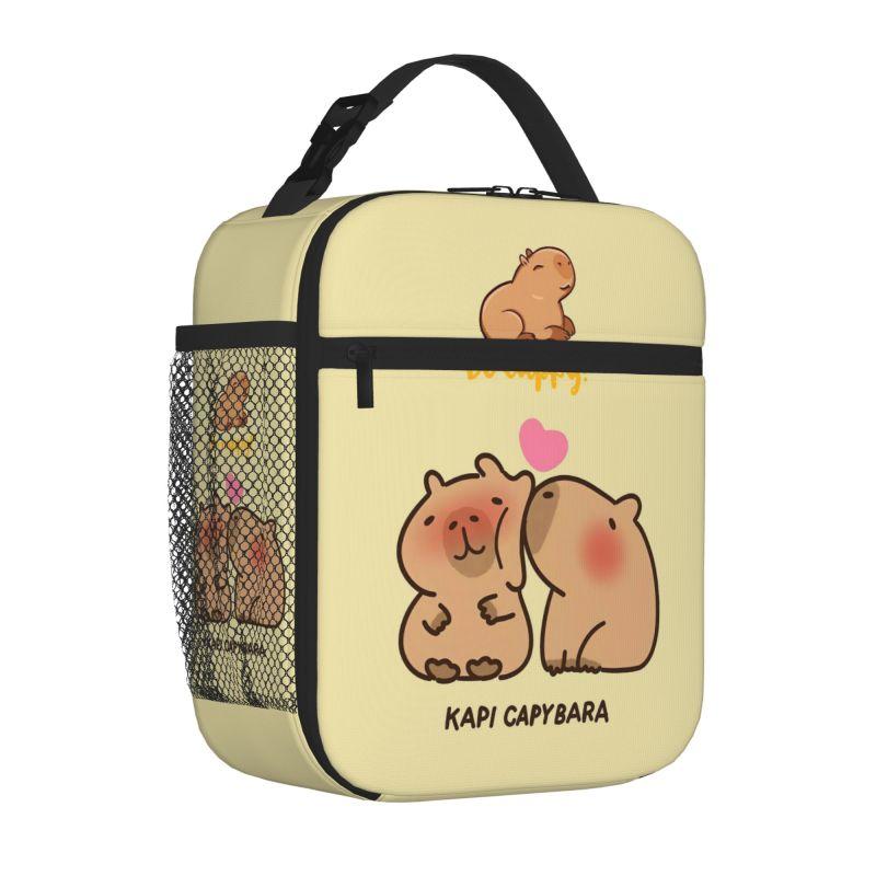 The Cute Capybara Loves Foam Tea Insulated Lunch Bag for Travel School Picnic Portable Food Container Portable Thermal Lunch Box
