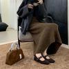 Tweed, Small Fragrant Wind, Light Mouth Single Shoes, Flat-soled Metal Buckle Women's Retro Hong Kong Style Women's 2025 Early Spring New Comfortable
