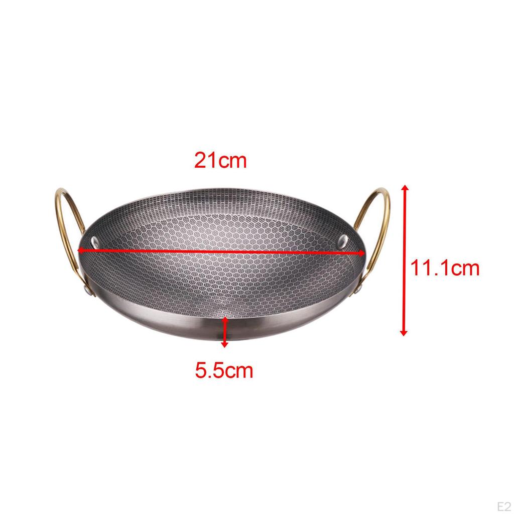 Padella wok in acciaio inossidabile resistente con doppia maniglia, utensili da cucina per friggere tutti i giorni