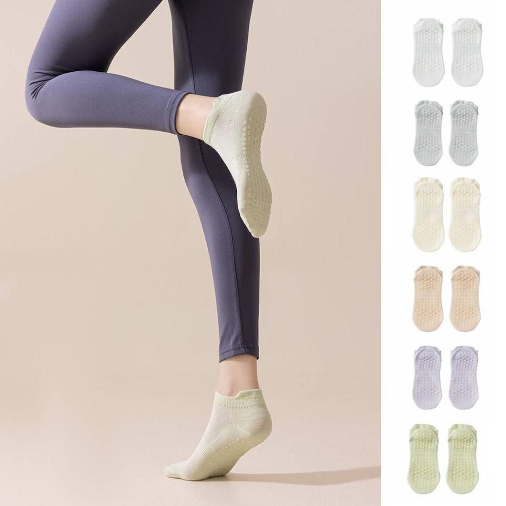 5Pairs Sweat-Absorbent Anti-Slip Fitness Socks Simple Short Tube Socks Yoga Socks Women  Women