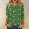 Weihnachten Limitierte Edition Damen 3D Roter Weihnachtsbaum Aufdruck Rundhals Langarm T-Shirt Mode Lässig Langarm Oberteil