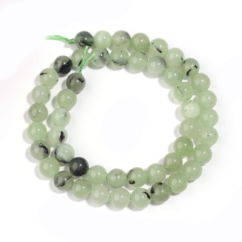 1 Strand 4/6/8/10mm Prehnite Stone Beads Green Color Natural Stone Beads Loose Beads For Jewelry Making DIY Bracelet Necklace