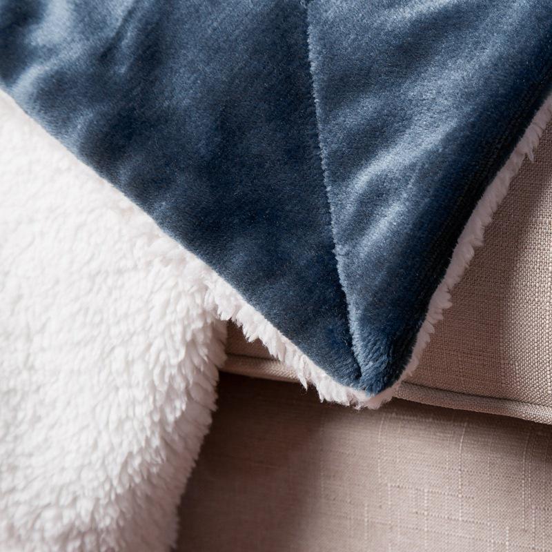Double-Layer Lamb Fleece Cotton Blanket - Thick, Soft, and Comfortable with Customizable Logo for Office or Car Use.
