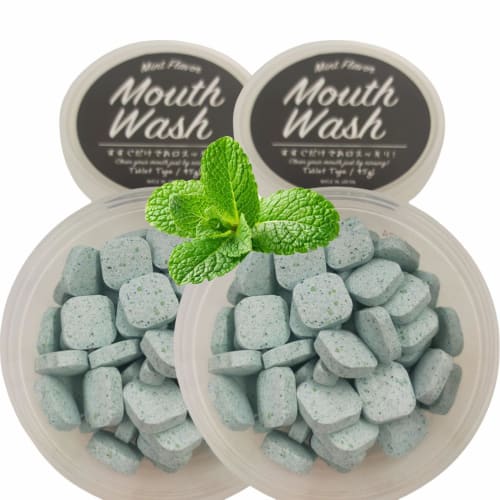 Chew-and-Bite Toothbrush: CHEERLIEF Mouthwash Tablets, Portable Solid Toothpaste for Bad Breath Prevention and Cavity Care, Mint Flavor, Alcohol-Free,