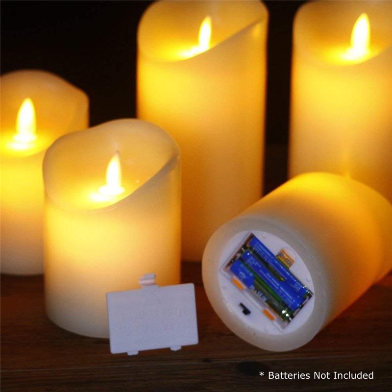 LED-Kerzen ohne Flamme, batteriebetrieben, LED-Säulen, echtes Wachs & beweglicher Docht, flackernde Kerze mit Fernbedienung