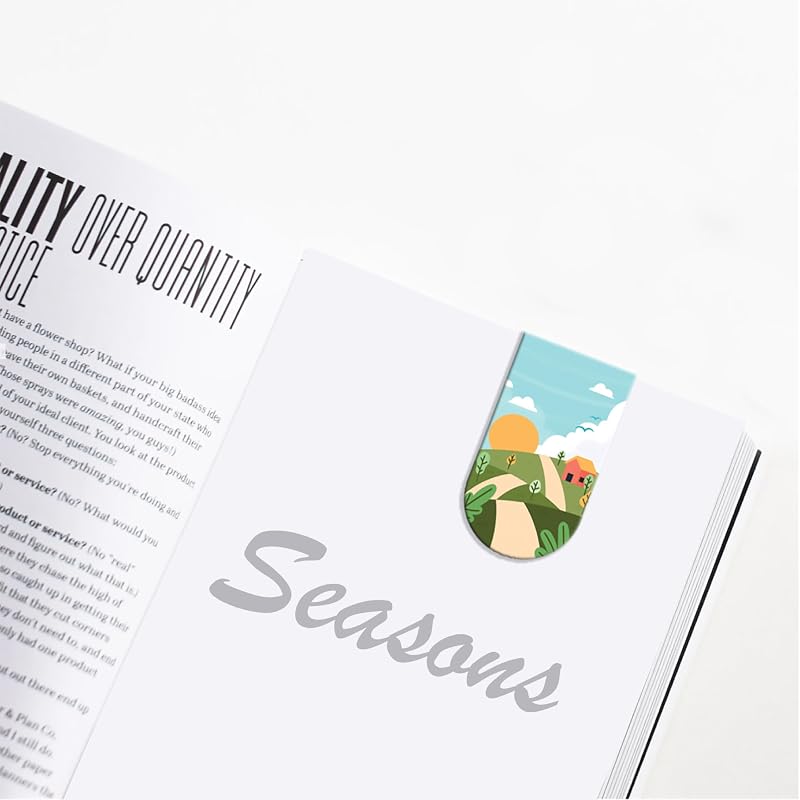 Papboo Pack of 6 Seasons Magnetic Bookmarks,Matte Finished Gifts for Book Readers Writers,Aesthetic Bookmarks