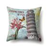 Polyester Pillowcase Automobile Decoration Retro Print Pillowcase Waist Cushion Cover Tower Bedside Cushion Cover