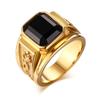 Retro Black Zirconia Ring - Fashionable Men's Gold Ring
