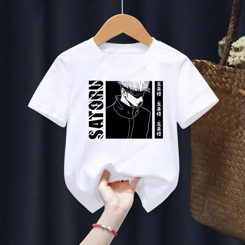 Jujutsu Kaisen Gojo Satoru Anime Potisk Tričko Chlapecká Trička Dětské Tričko s Krátkým Rukávem Potištěná Dětská Trička Dětské Oblečení