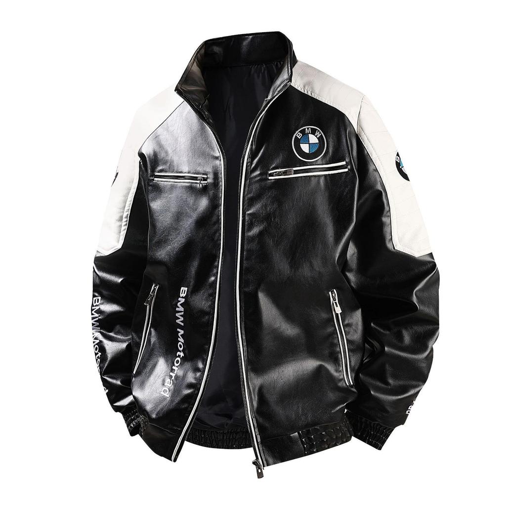 Herren F1 Rennanzug Lederjacke: BMW Stickerei, PU-Leder, Motorrad- & Baseball-Stil