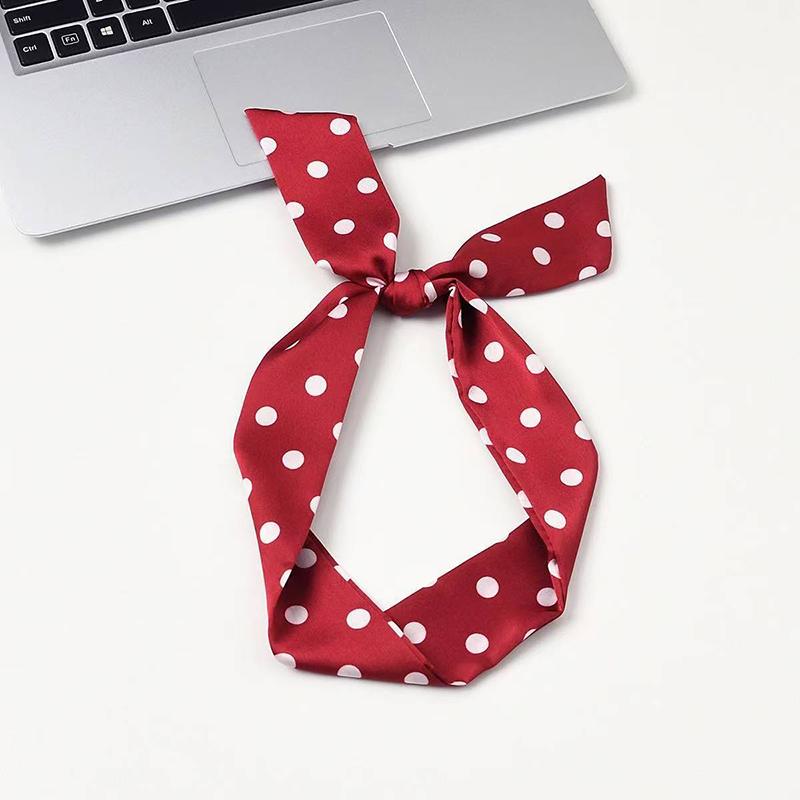 2025 Brand Design Dot Pattern Women Scarf Luxury Silk Scarf Fashion Hair Headband Foulard Skinny Bag Scarves Neckerchief