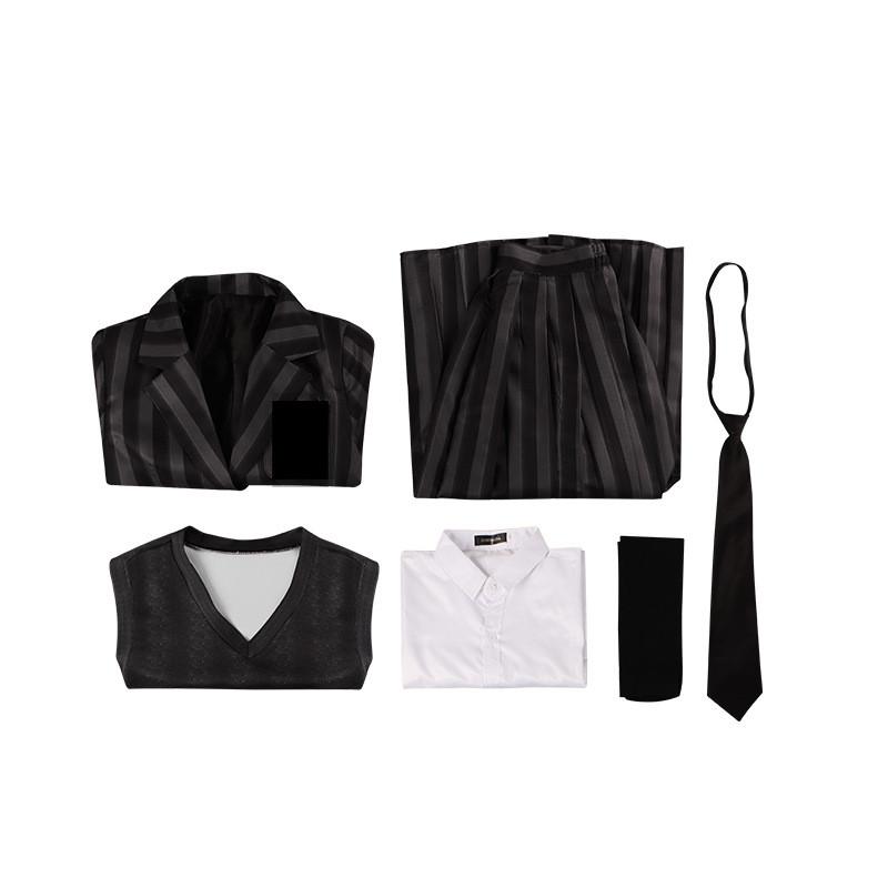 Halloween Wednesday Addams Role Playing Adult School Uniform Costume Set For Themed Parties