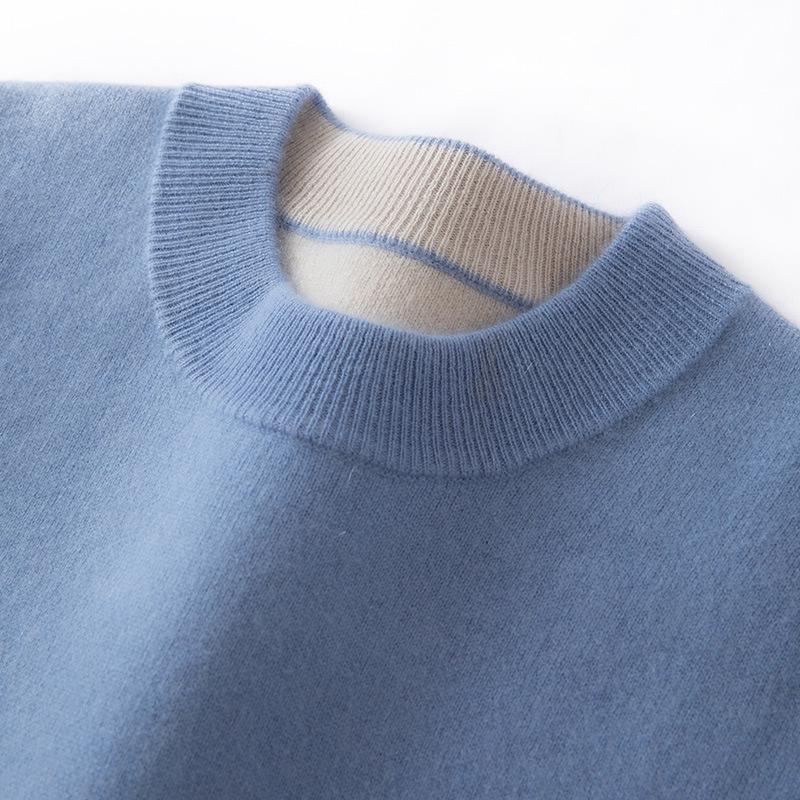 Men's Cashmere Half-High Neck Thick Knit Casual Pullover Sweater