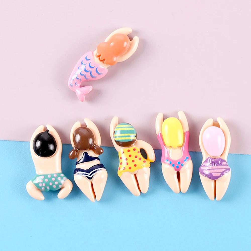 6pcs Resin Cartoon Swimming Figurine Refrigerator Accessories Home Decor