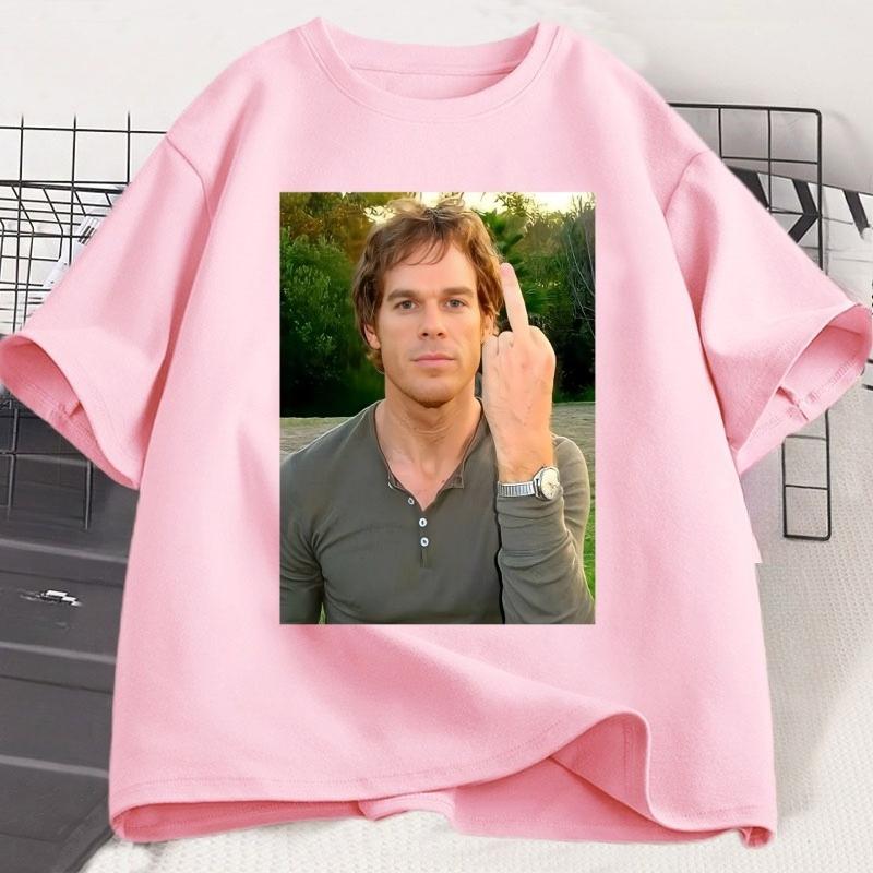 Dexter Middle Finger TShirt Funny Dexter Morgan T Shirt Unisex Women Casual Short Sleeve ONeck Tshirt Vintage Clothing Tee Tops