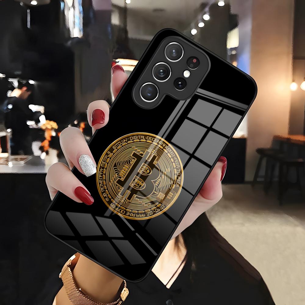 Bitcoin Phone Case For Samsung S26 S25 Edge Ultra 24 23 22 21 Ultra Plus Fe A55 56 15 4G 5G Glass Cover