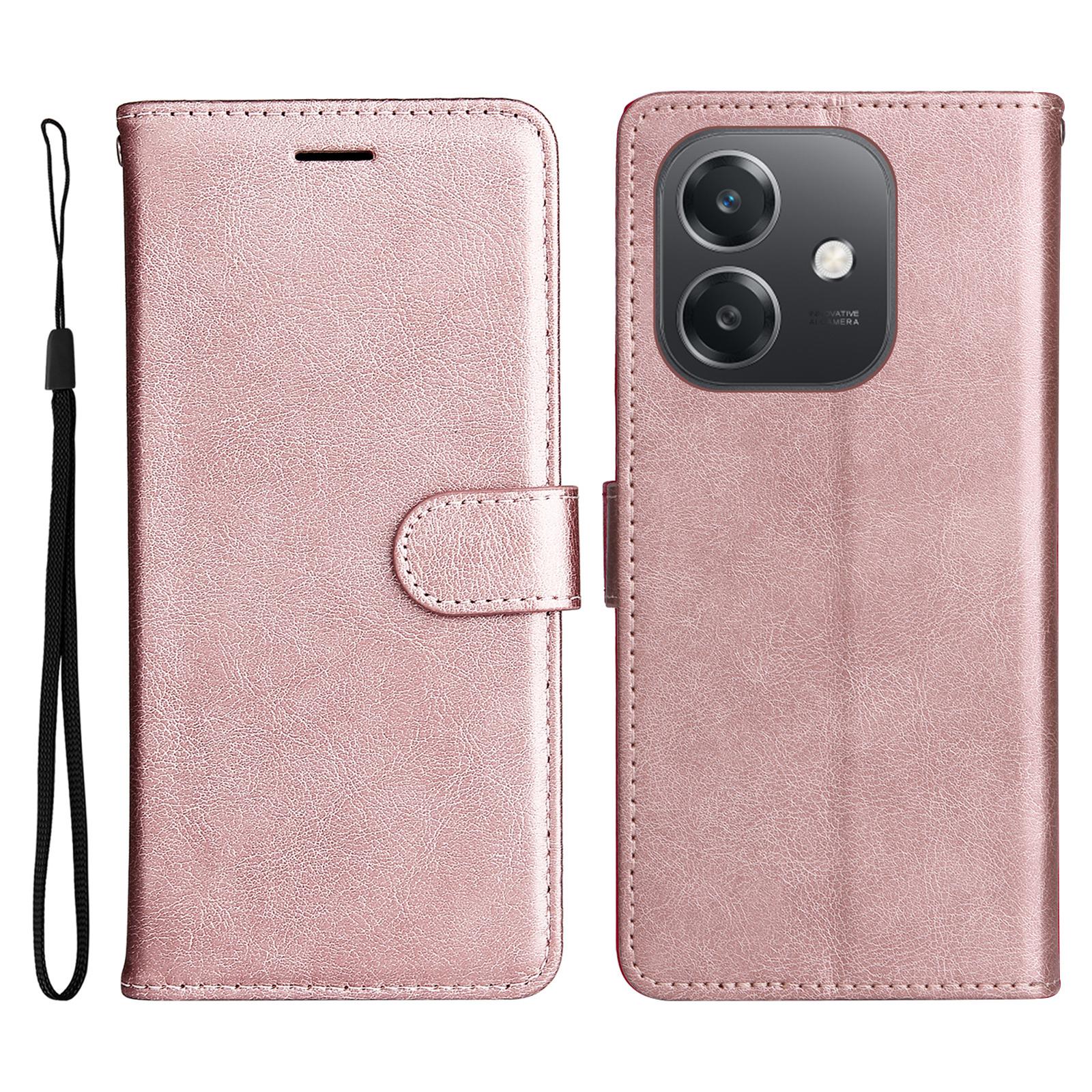 

Для Oppo A3x 4G/5G (Індія)/A3 4G/5G/A60 5G/A40 4G/A40M 4G Чохол Однотонний Шкіряний Мобільний Чохол Гаманець Підставка з Ремінцем Rose Gold