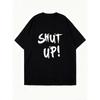 Oversized T Shirt Dress Black Shut Up Text Print Casual Streetwear Fashion Statement Outfit For Women