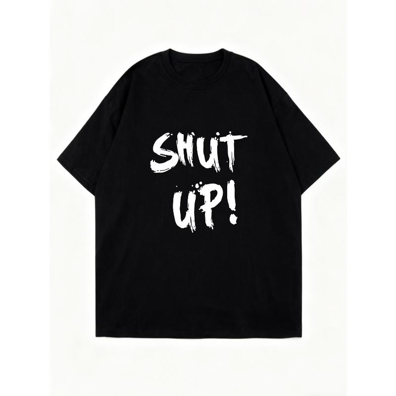 Oversized T Shirt Dress Black Shut Up Text Print Casual Streetwear Fashion Statement Outfit For Women