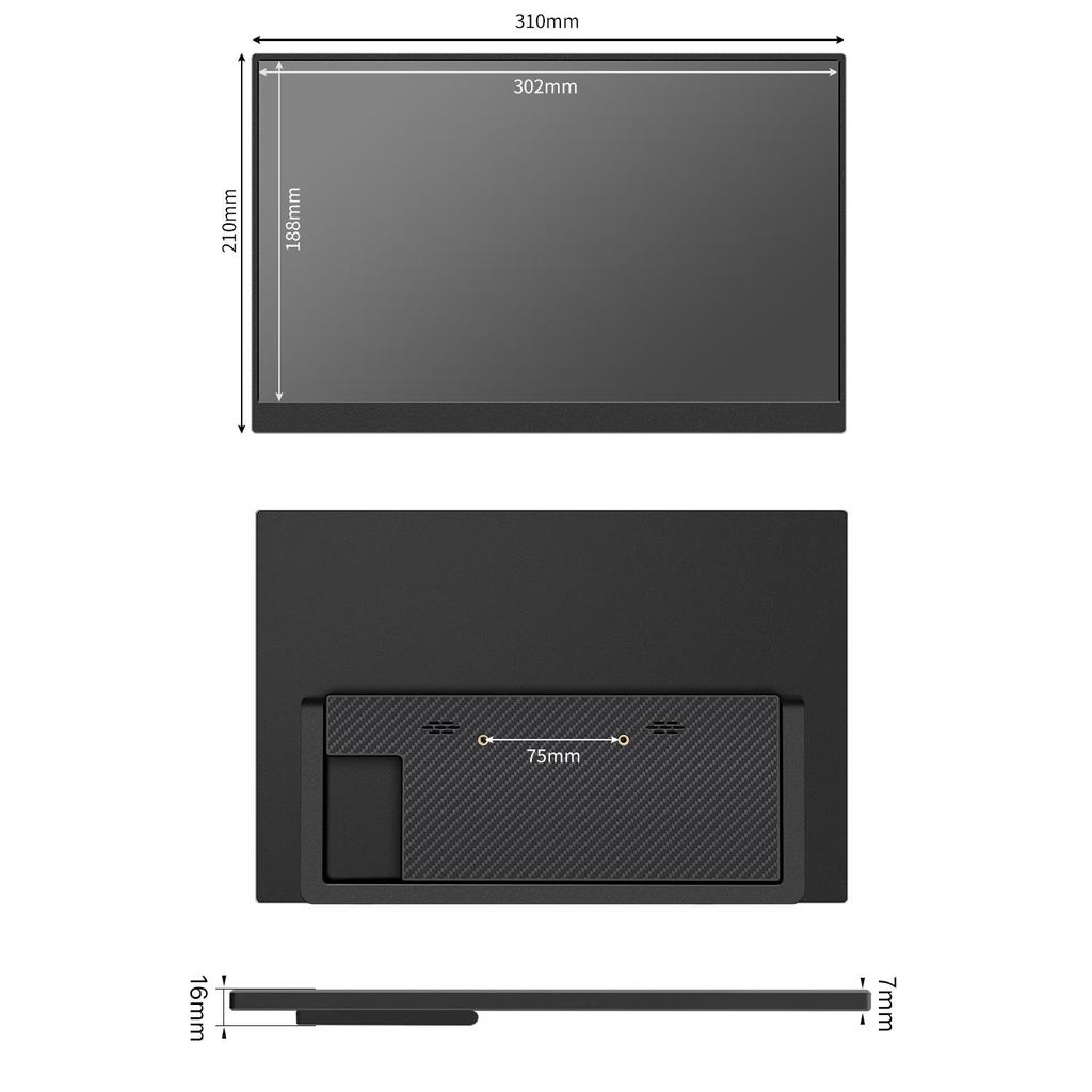 14-Inch Business Portable Monitor Type-C HD IPS LED Laptop/Phone/Office/Gaming Slim Lightweight Travel Display