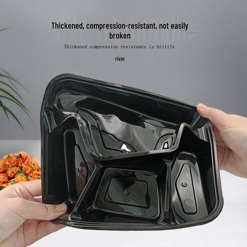 Disposable 4-Compartment Meal Box with High Lid