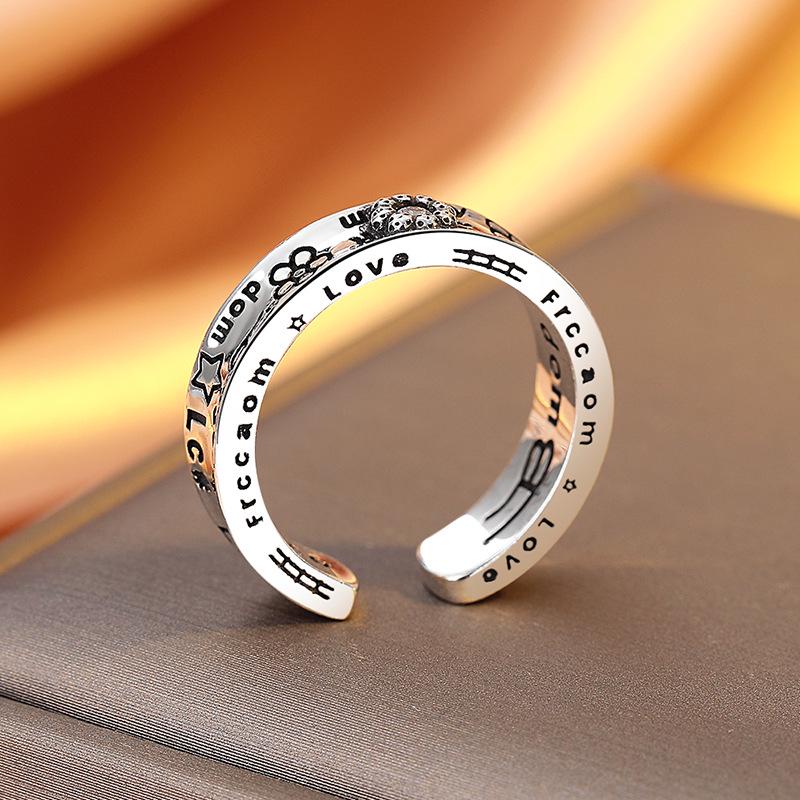 Retro Fashion Graffiti Star & Letter Open Finger Ring for Women & Men