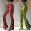 Nové stylové kalhoty pro ženy Slim Fit Vintage Fashion Flare Kalhoty s vysokým pasem Elastické kalhoty