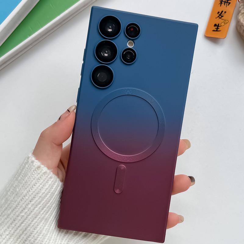 

Чехол Samsung с магнитной присоской для мобильного телефона: Совместимо с S24, S23, ZFlip5, S22Pro, S21Ultra — двухцветный градиент и жидкий дизайн Samsung S24 Ultra