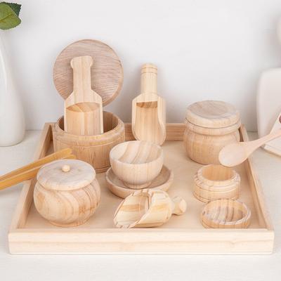 Wooden Play House Afternoon Tea Primary Color Tea Art Kitchen Set Simulation Teapot Teacup Chessile Kitchen Toys