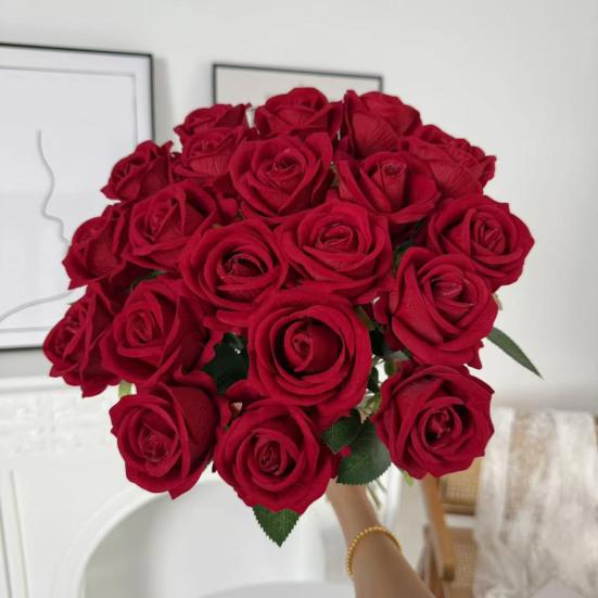 Rose Flower for Flower Arrangement Realistic Long Stem Fake Silk Rose