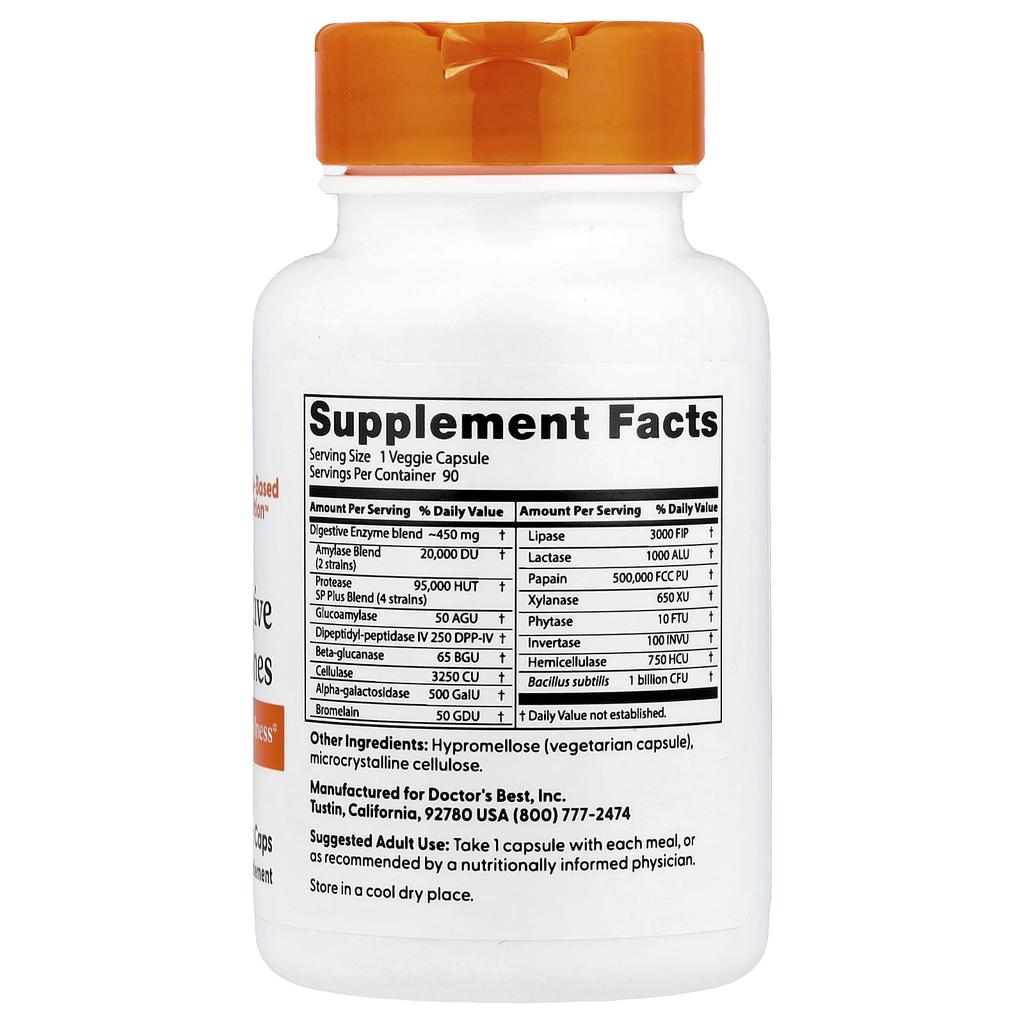 Doctor's Best Digestive Enzymes, Veggie Caps, 90