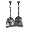 Les Trésors De Lily [L5629] - Black 'Carmen' Earrings (caged Bird)