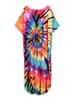 EDOLYNSA Plus Size Damen-Kaftan, Bohemian-Stil, bedruckt, V-Ausschnitt, langes Kleid, Maxikleid, Urlaub, Badeanzug, Vertuschung, Hausmantel, Q1218