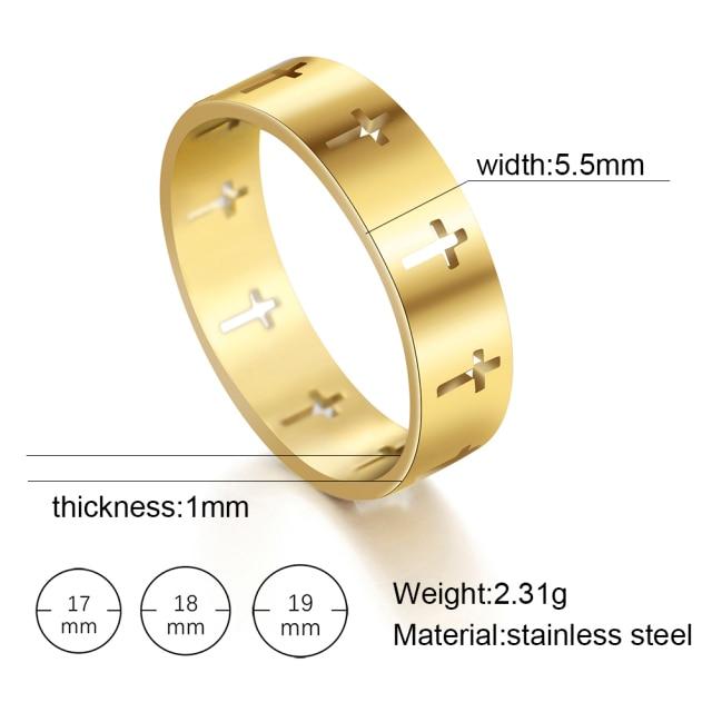 Stainless Steel Couple Rings Stylish Jewelry  Color Color Supernatural Cross Women 'S Men 'S Finger Ring Engagement Bridal Bridal Present Gift