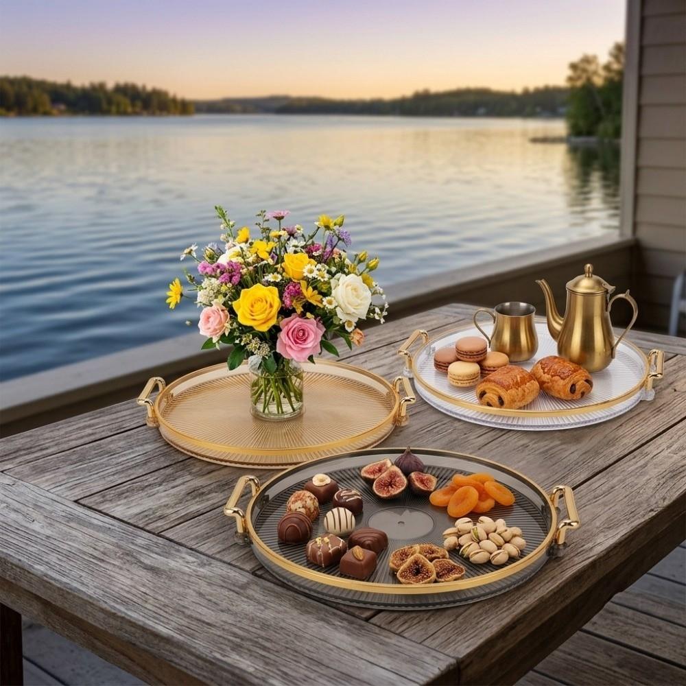 Glossy Decorative Platter Plastic Display Plate Lightweight Plastic Tray Home