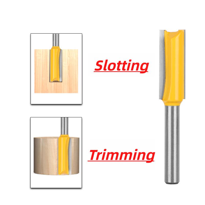 6-Piece Yellow Router Bit Set for Woodworking: Straight, Trimming, Grooving, and Engraving Bits