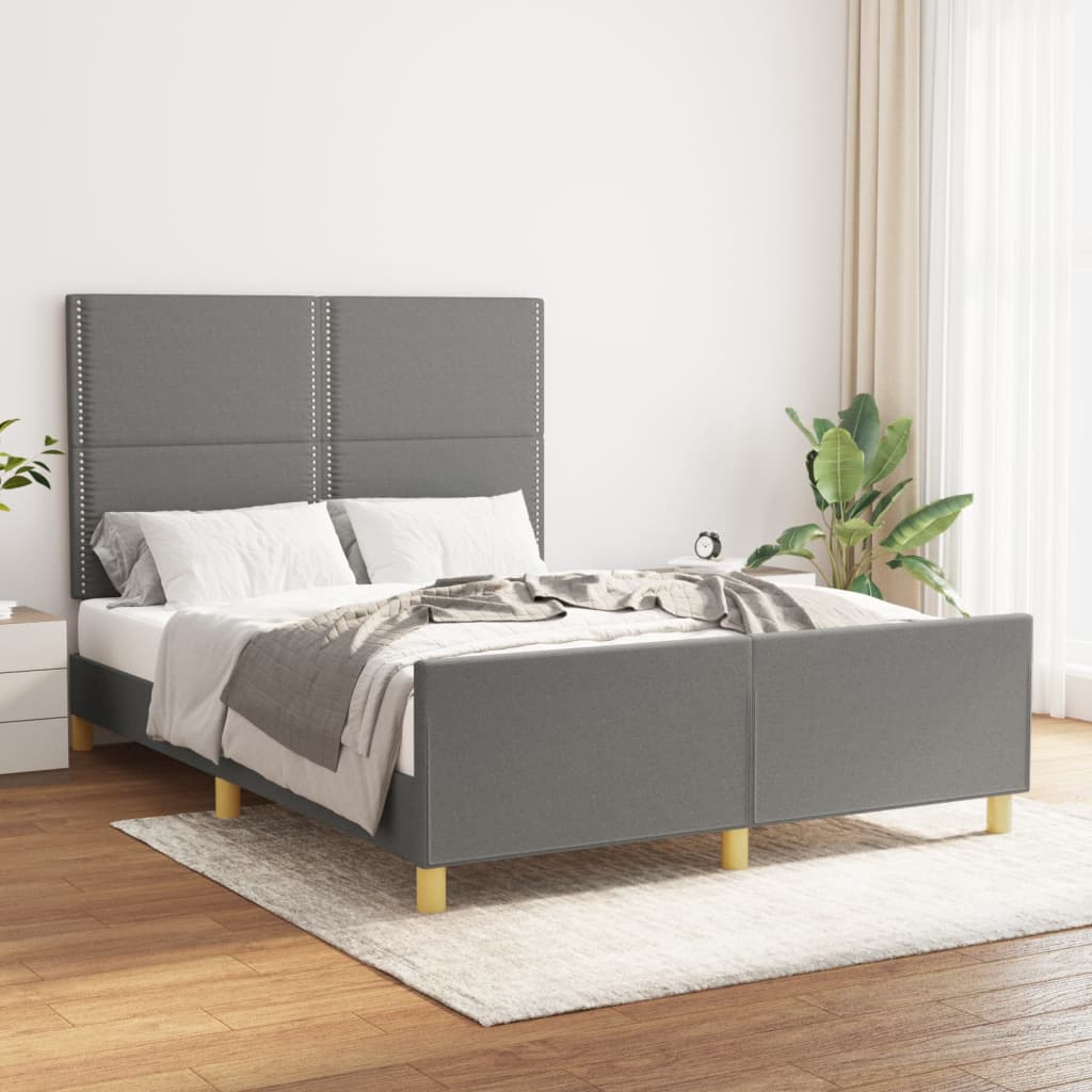 Vidaxl Bed Frame Without Mattress, Dark Gray, 140X200 Cm, Upholstered