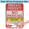 2 Pack Large No Parking Sign, Private Property Sign, Do Not Block Driveway Sign,Violators Will Be Towed Away at Vehicle Owner's Expense, 18" x 12"