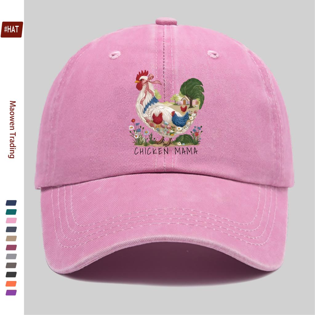 pc Chicken and Floral Print Baseball Cap Casual Design Sun Hat Party Decoration Hat Multiple Colors Available Home Leisure