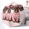 1pc Dachshunds Heart Automatic Folding Umbrella - Windproof Compact Travel Umbrella with Auto Open/Close, 8-Rib Heavy-Duty Shaft for Women/Men A052