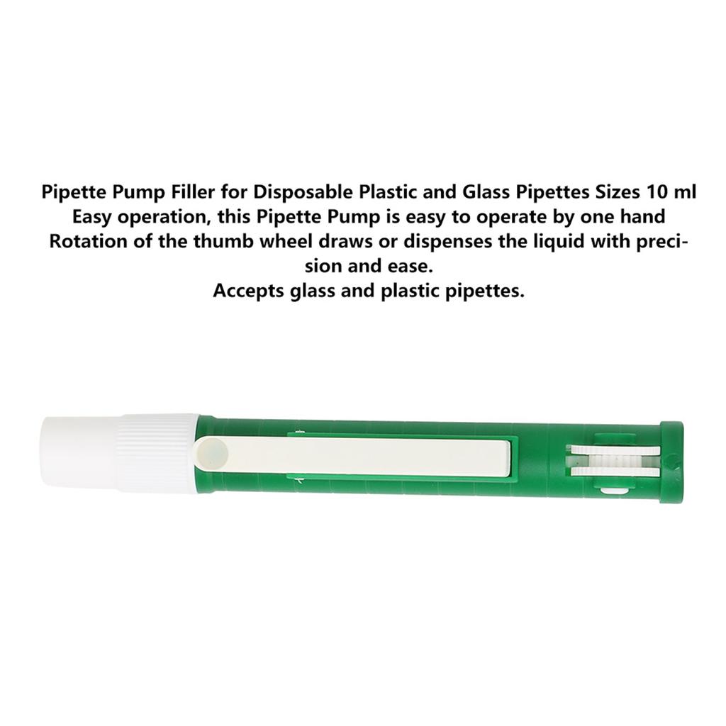 Pipette Pump Filler for Disposable Plastic and Glass Pipettes 10 Ml Green