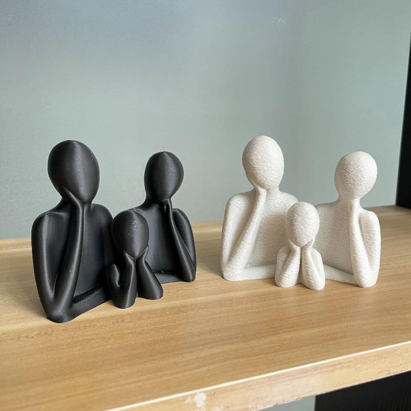 Family of Three Figurine Warm Trio Statue Home Decor for Living Room Bookshelf Wine Cabinet Ornament