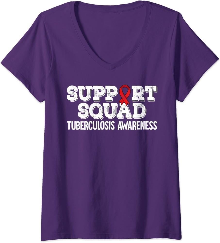 Support Squad Tuberculosis Awareness Family Gift Ladies  V-Neck Tshirt Unisex T-Shirt XXXXL